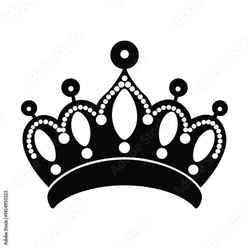 elegant queen s tiara pearls vector art silhouette