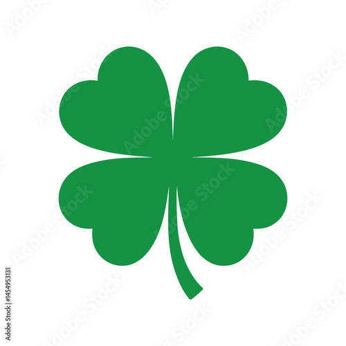 Simple Green Four Leaf Clover Icon Isolated on White Background