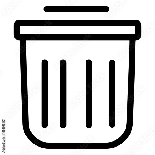 Simple trash can icon with lid on white background  