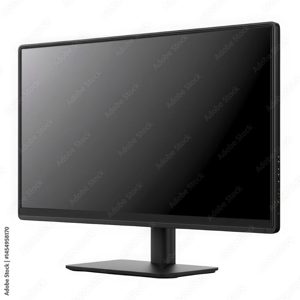 Black computer monitor isolated on transparent background