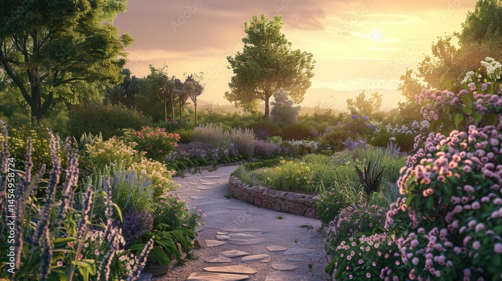 Obraz premium Enchanting Herb Garden At Dusk