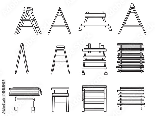 Scaffolding Planks Vector Outline For Building Site Design