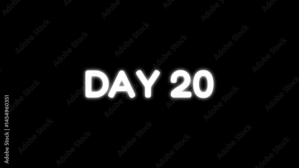 Day 1, 1 Day Text Animation Videos On Black Background. 1 Day To Go white Logo Animation Videos. white font against a solid black background centered well Day 1, 1 Day Text Animation Videos On Black Background. 1 Day To Go white Logo Animation Videos. white font against a solid black background centered well