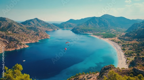 Wallpaper Mural Scenic coastal bay with paragliders Torontodigital.ca