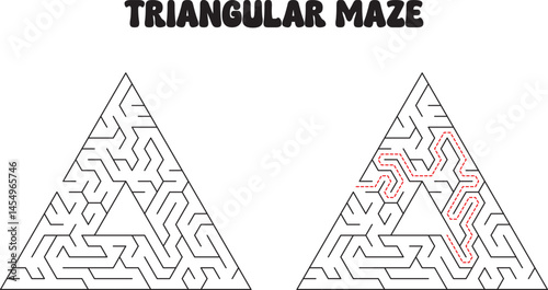 Equilateral Triangle Maze Puzzle Solution, Path, Geometry, Logic, Game, Brain Teaser, Challenge, Tes