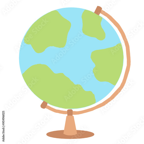 Globe school background poster map. Flat illustration. Hand drawn icon.