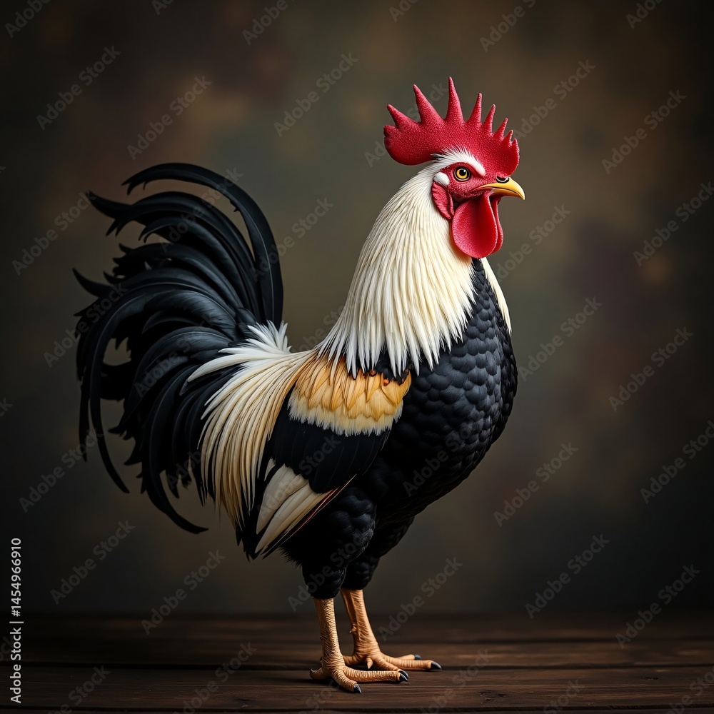 Fototapeta premium Majestic Rooster Portrait A Stunning Image of a Farm Animal