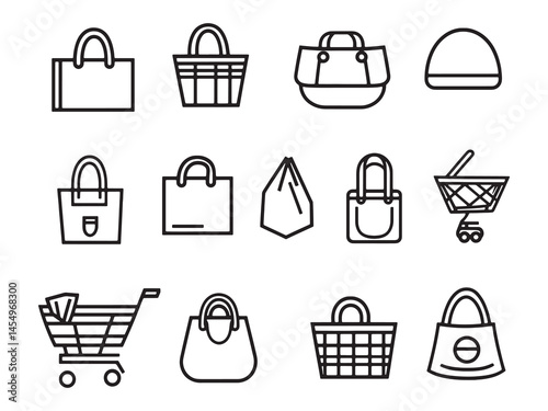 Shopping Mall Vector Line Art Design Illustration