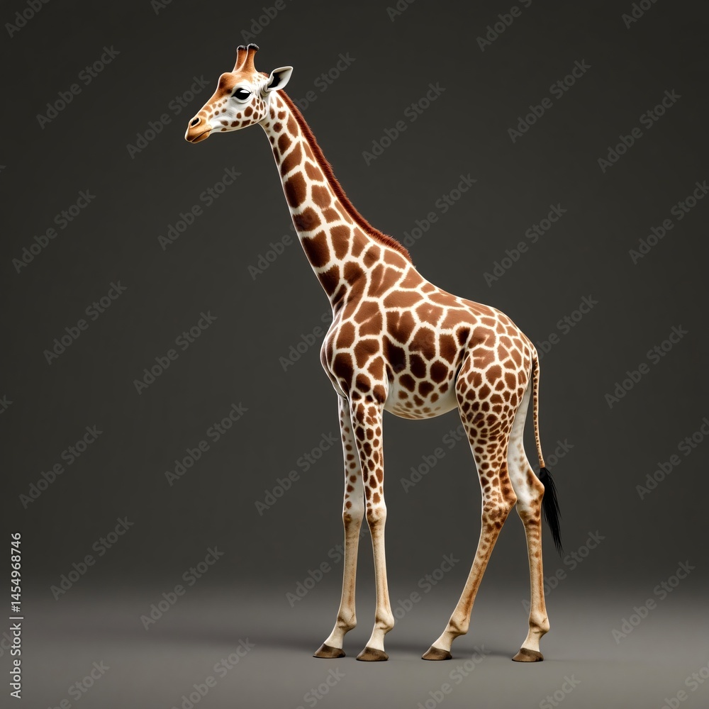 Naklejka premium Majestic Giraffe 3D Render of African Savannah Animal