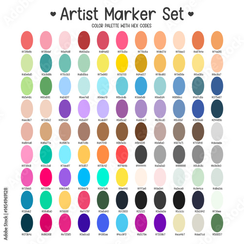 Colorful color palette in marker style
