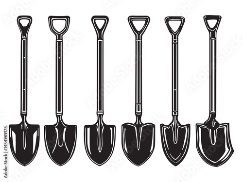 Shovel Icon in Clean Line Art Style for Web and Print