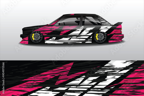 Vibrant sports car illustration with dynamic design elements