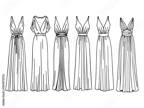 Silk Dress line art icon fashion minimalist beauty