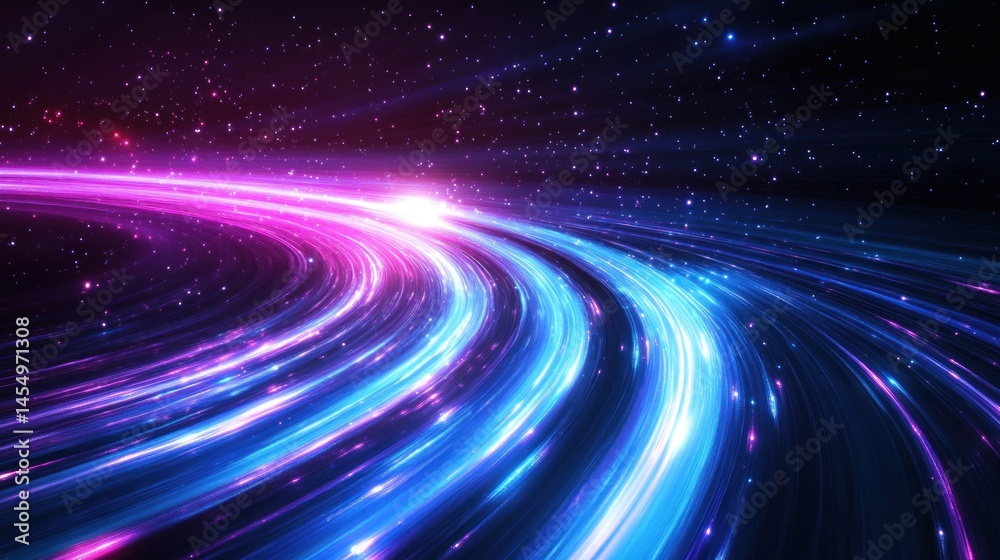 Obraz premium Abstract light trails, cosmic background, speed, motion