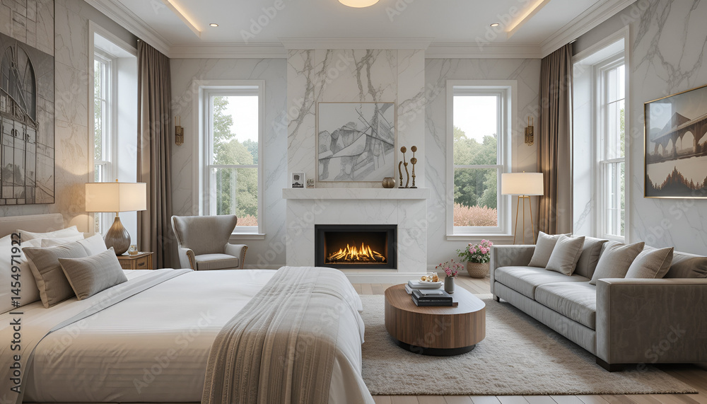 Fototapeta premium Luxurious Indoor Living Space Surrounded by Nature