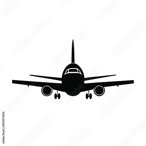 front airplane coming forward vector art silhouette