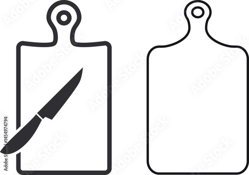 Cutting Boards Outline – Vector Illustration of Wooden and Bamboo Chopping Boards