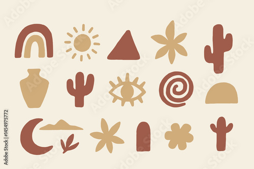 boho decorative elements naive cutout style