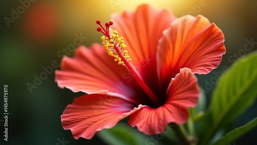 Vibrant Red Hibiscus Flower Close-Up A Stunning Floral Image