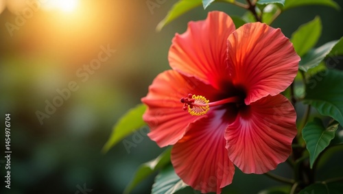 Wallpaper Mural Vibrant Red Hibiscus Flower at Sunset A Stunning Floral Image Torontodigital.ca