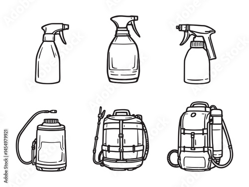 Simple black and white illustration of spray container