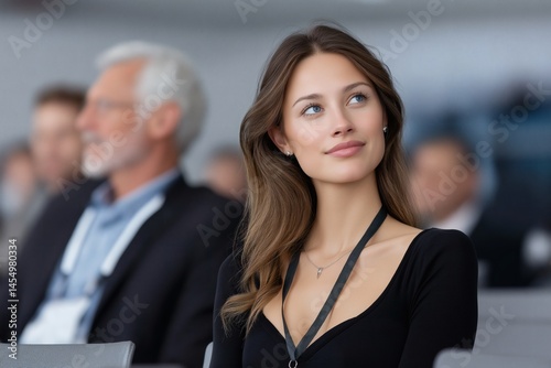 Wallpaper Mural Business executives engaged in industry insights conference hall photography indoor eye-level professional networking Torontodigital.ca