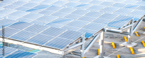 Solar Panel Array. Concept of clean electric energy, power, photovoltaic, electricity, sun, environment, alternative, ecology. 