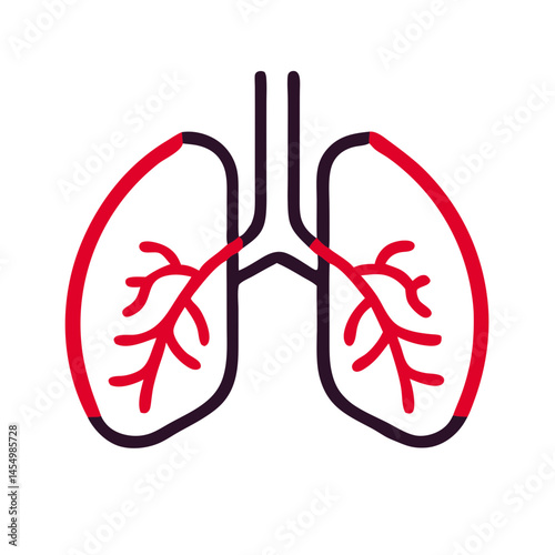 Illustrated lungs with medical details in a modern style  
