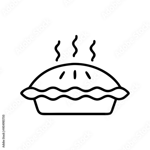 Steaming pie icon in minimalistic style  
