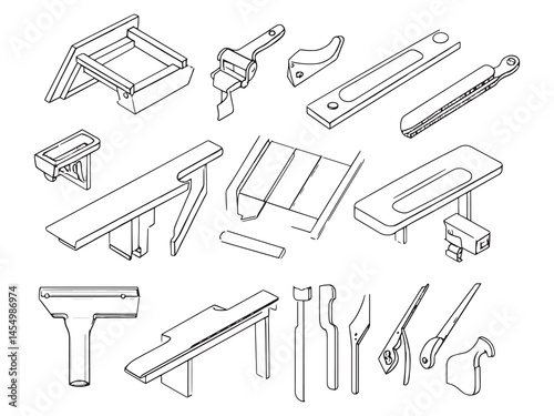 Simple Line Art Depiction of Joinery Tools for Woodwork Enthusiasts
