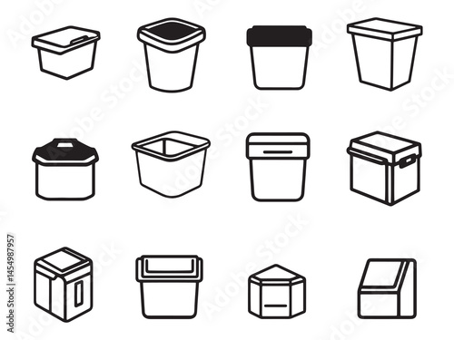 Simple Line Art Design of Storage Bin