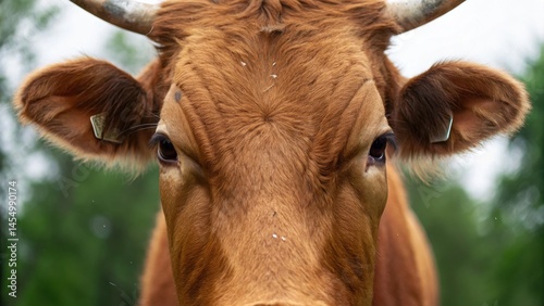 Anthrax Disease Warning with Close-up of a cow's face with rich brown fur and attentive expression.