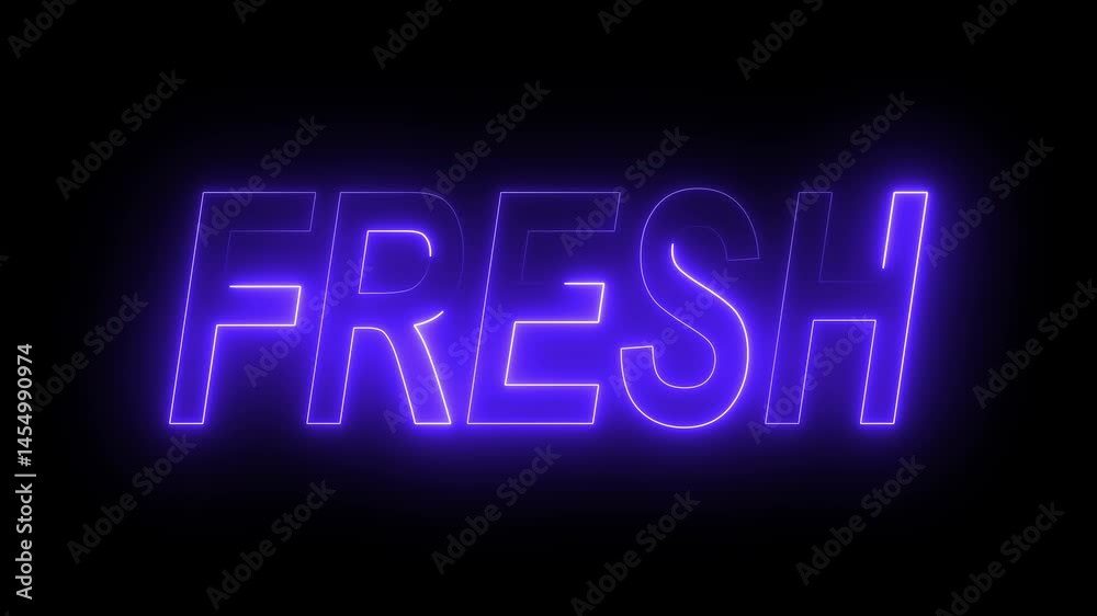 Blue Neon glowing text effect with fresh.