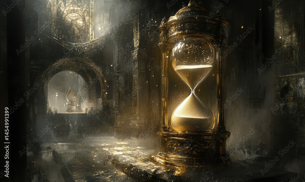 The hourglass with sand slipping through symbolizes the concept of a timekeeper.