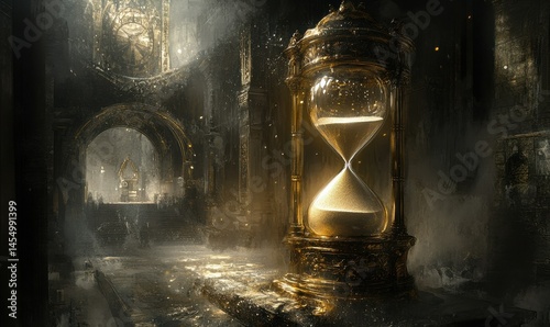 Obraz na płótnie The hourglass with sand slipping through symbolizes the concept of a timekeeper. w salonie