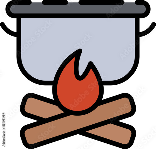 pot on fire illustration on a white background     