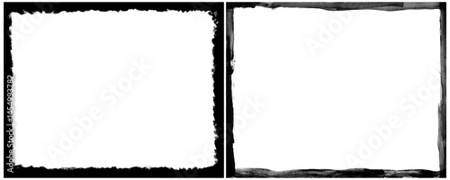 Black Grunge Texture Border Frame With Rough Edges for Posters Isolated on a Transparent or White Background