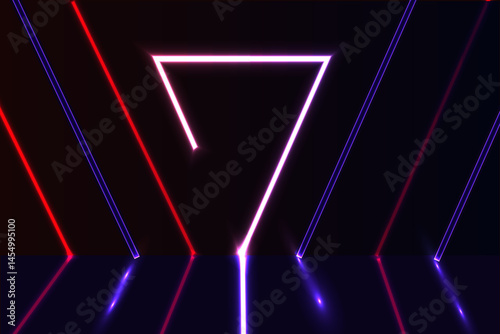 Many neon triangles in space abstract computer generated