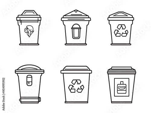 Simple Line Art of Recycling Bin Icon