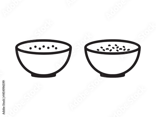 Simple Line Art of Snack Bowl for Food Illustration