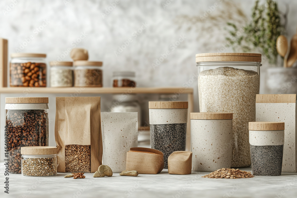Fototapeta premium of eco-friendly packaging solutions showcasing minimalistic design.