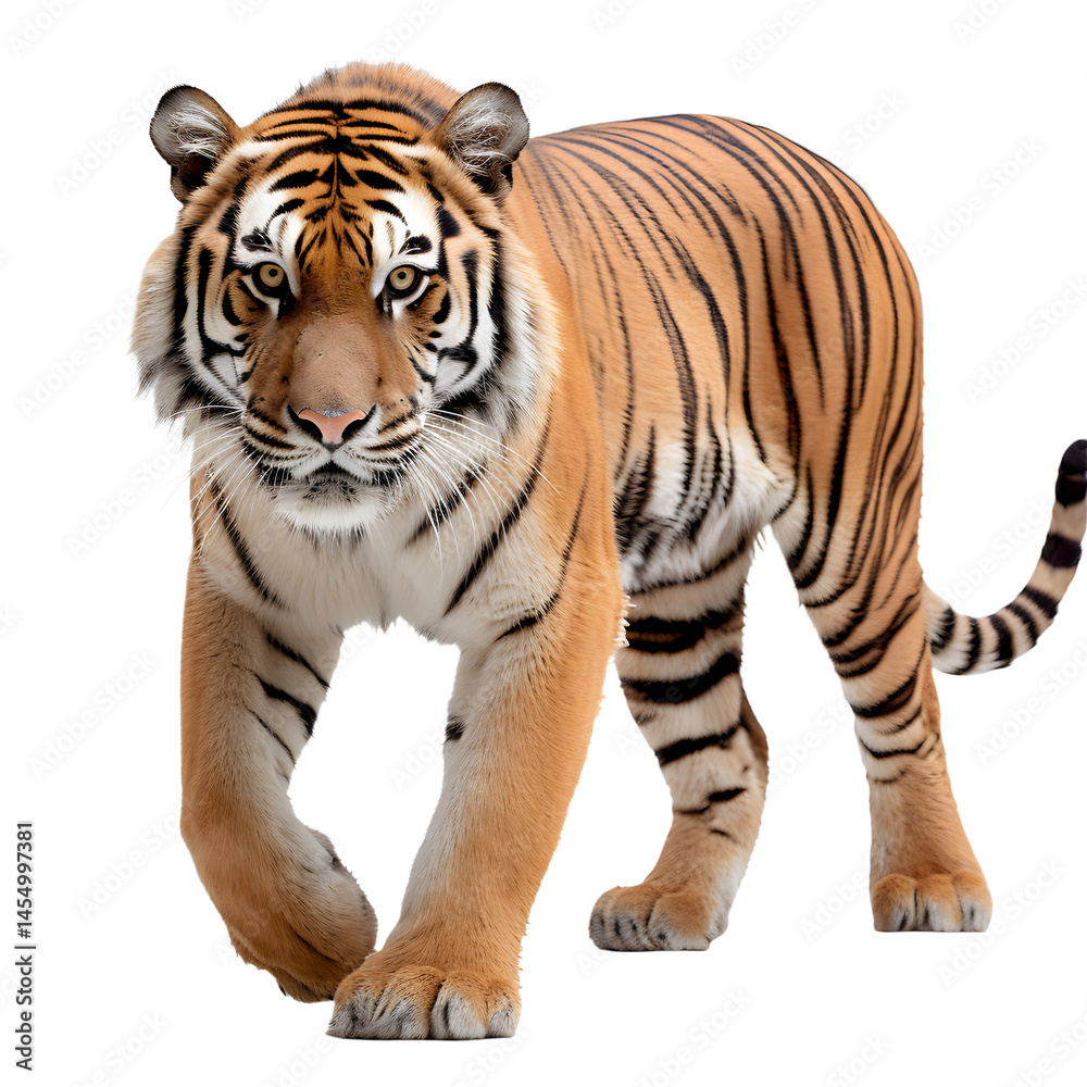 Obraz premium Striking bengal tiger isolated on transparent background