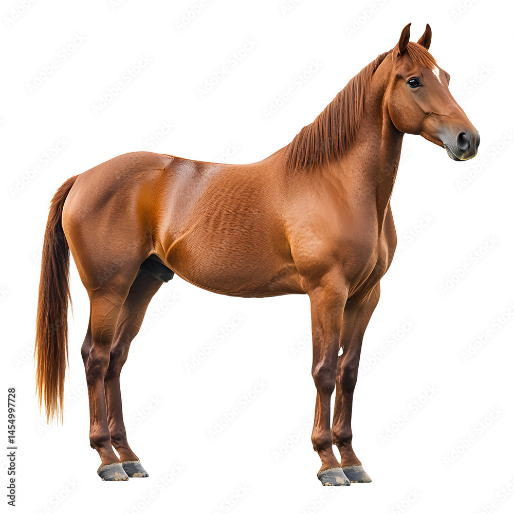 Obraz premium Beautiful brown stallion isolated on transparent background