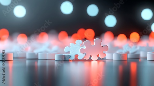 Glowing Puzzle Pieces Connected In A Digital Network