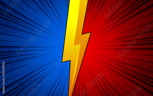 Comic versus background with thunder lightning