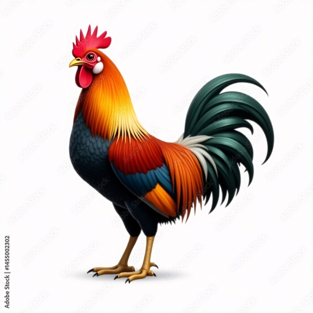 Fototapeta premium Majestic Rooster Vibrant Colors and Proud Posture