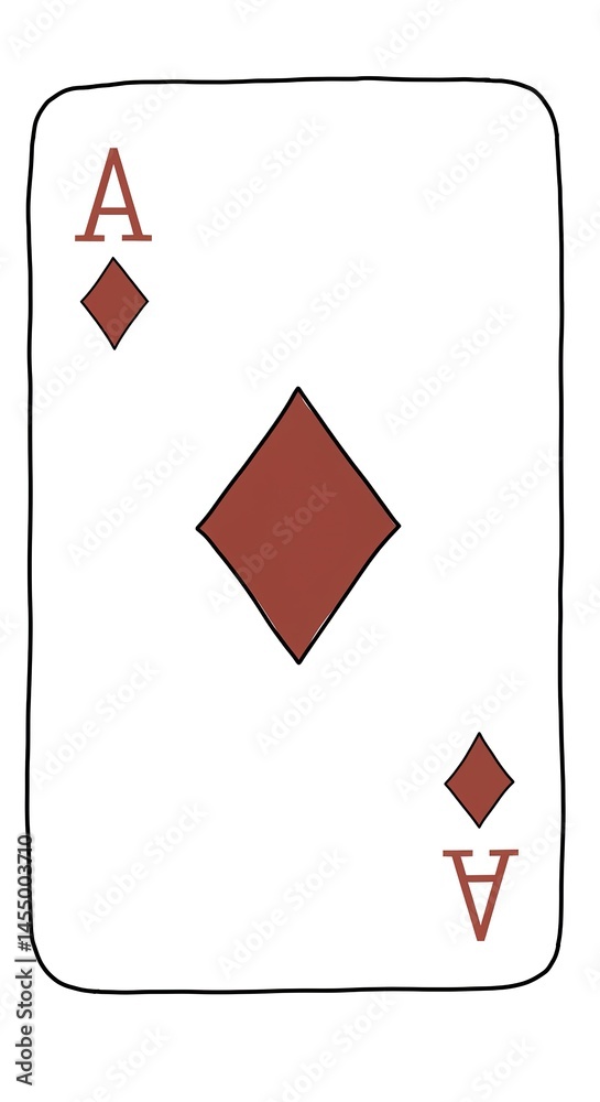 Obraz premium Hand-Drawn Ace of Diamonds: Sketchy Playing Card Illustration.