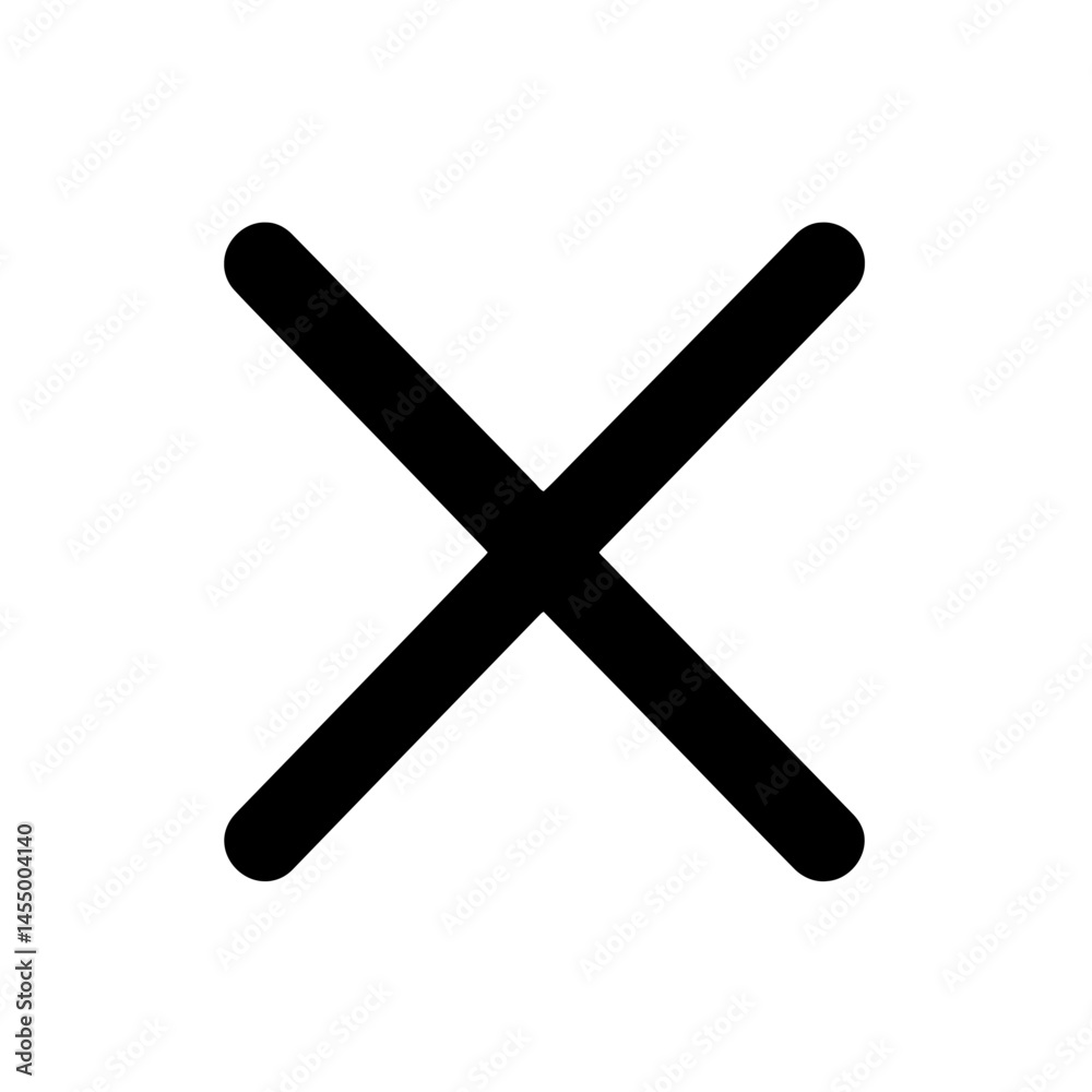 Minimalist close icon design featuring a simple single line X shape for user interface applications Minimalist close icon design featuring a simple single line X shape for user interface applications