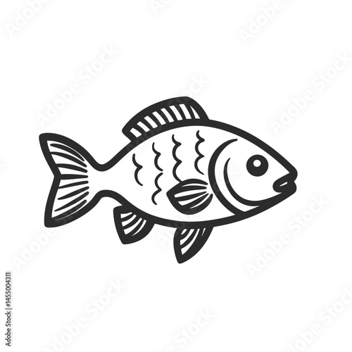 Minimalist fish icon design showcasing simple line art in a clean, two-dimensional style for modern visuals