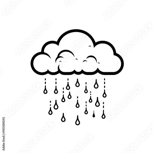 Minimalist hail icon with sleek design featuring a cloud and falling hail in simple line art style